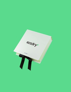 Caja de regalo corporativo Ecodry con lazo negro